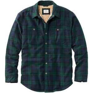 Men's Sherpa-Lined Scotch Plaid Shirt, Slightly Fitted in Classic Black Watch